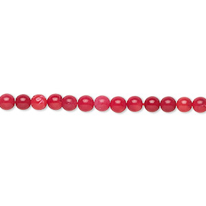 Bead, bamboo coral (dyed), red, 2.5-3mm hand-cut round, B grade, Mohs hardness 3-1/2 to 4. Sold per 15-1/2&quot; to 16&quot; strand.