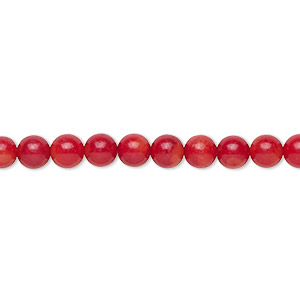 Bead, bamboo coral (dyed), red, 5.5-6mm hand-cut round, B grade, Mohs hardness 3-1/2 to 4. Sold per 15-1/2&quot; to 16&quot; strand.