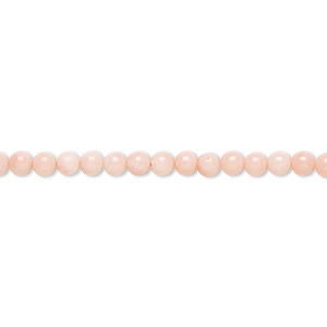 Bead, bamboo coral (dyed), pink, 3.5-4mm hand-cut round, B- grade, Mohs hardness 3-1/2 to 4. Sold per 15-1/2&quot; to 16&quot; strand.