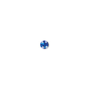 Chaton, glass rhinestone, sapphire blue, foil back, 4-4.1mm faceted round, PP32. Sold per pkg of 48.