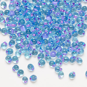 Seed bead, Miyuki, glass, transparent blue color-lined pink, (DPF19 ...
