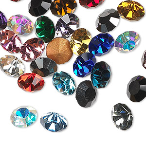 Chaton mix, glass rhinestone, mixed colors, foil back, 4-4.1mm faceted round, PP32. Sold per pkg of 48.