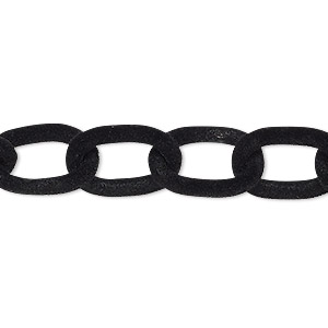 Chain, aluminum, flocked black, 12mm cable. Sold per pkg of 24 inches.