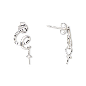Silver Round Squiggle Stud Earrings