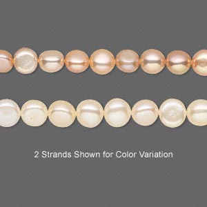 Pearl, cultured freshwater, peach, 5mm semi-round, C grade, Mohs hardness 2-1/2 to 4. Sold per 16-inch strand.