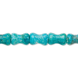 Bead, turquoise (dyed / stabilized), 10x5mm dog bone, B grade, Mohs hardness 5 to 6. Sold per 15&quot; to 16&quot; strand.