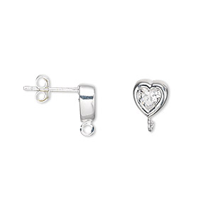 Earstud Components Cubic Zirconia Silver Colored