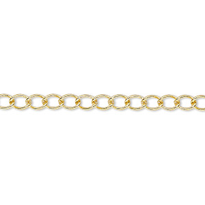 Extender chain, gold-plated brass, 3.5mm curb, 3 inches. Sold per pkg of 5.