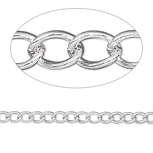 Extender chain, silver-plated brass, 3.5mm curb, 3 inches. Sold per pkg of 5.