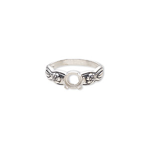 6 mm Round Petal Ring Setting Sterling Silver
