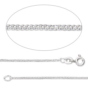 Chain, Gossamer&#153;, sterling silver, 1mm curb, 18 inches with springring clasp. Sold individually.