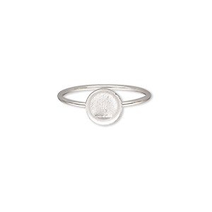 Ring, Almost Instant Jewelry&reg;, sterling silver, 1mm wide with 7mm round glue-in setting, size 7. Sold individually.