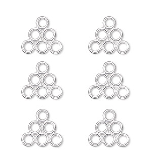 Loop, sterling silver, 10x4mm triangle with 6 loops. Sold per pkg of 6.