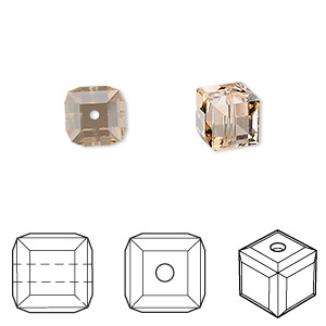Bead, Crystal Passions&reg;, light peach, 8x8mm faceted cube (5601). Sold per pkg of 6.