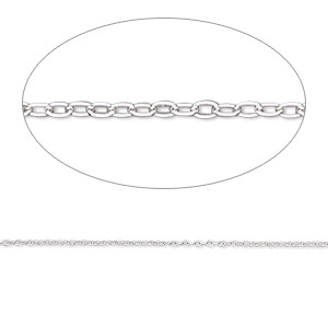 Chain, Gossamer&#153;, sterling silver, 0.8mm oval cable, 7-1/2 inches with springring clasp. Sold individually.