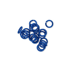 Jump ring, niobium, dark blue, 5mm round, 3.4mm inside diameter, 20 gauge. Sold per pkg of 25.
