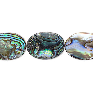 Bead, paua shell and resin (assembled), 18x13mm flat oval. Sold per 15-1/2&quot; to 16&quot; strand.
