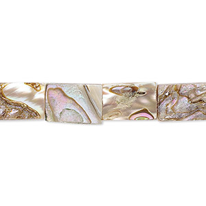 Bead, abalone shell (assembled), 12x8mm flat rectangle, Mohs hardness 3-1/2. Sold per 15-1/2&quot; to 16&quot; strand.