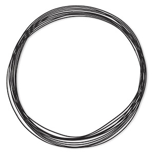 Necklace cord, steel, black, 1.3mm coil, 18 inches with twist-in ends. Sold per pkg of 10.