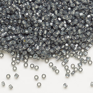 Seed bead, Dyna-Mites&#153;, glass, silver-lined translucent matte gunmetal, #11 round with square hole. Sold per 40-gram pkg.