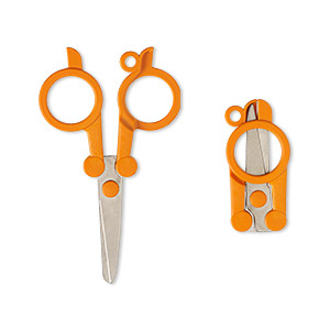 Scissors, FISKARS&reg;, plastic and stainless steel, orange, 4x2-1/2 inches. Sold individually.