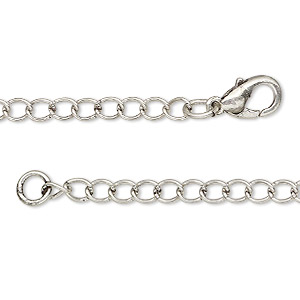 Chain, antique silver-plated brass, 4x3.5mm curb, 36 inches with ...