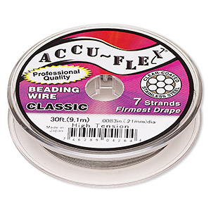 Beading wire, Accu-Flex&reg;, nylon and stainless steel, clear, 7 strand, 0.0083-inch diameter. Sold per 30-foot spool.