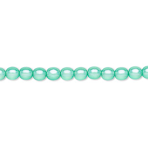 Bead, Czech pressed glass, pearlized ocean blue, 4mm round. Sold per 15-1/2&quot; to 16&quot; strand, approximately 100 beads.