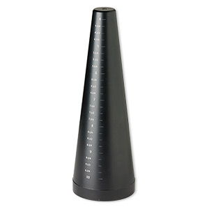 Bracelet mandrel, coated aluminum, black, 10 x 3-1/4 inch cone. Sold  individually. - Fire Mountain Gems and Beads