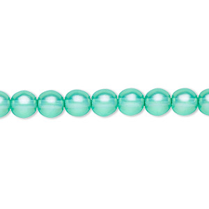 Bead, Czech pressed glass, pearlized ocean blue, 6mm round. Sold per 15-1/2&quot; to 16&quot; strand, approximately 65 beads.