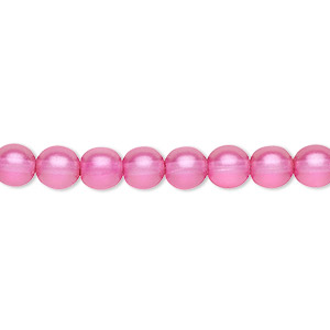 Bead, Czech pressed glass, pearlized pink, 6mm round. Sold per 15-1/2&quot; to 16&quot; strand, approximately 65 beads.