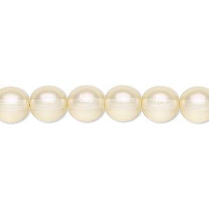 Bead, Czech pressed glass, pearlized cream, 8mm round. Sold per 15-1/2&quot; to 16&quot; strand, approximately 50 beads.