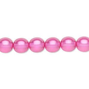 Bead, Czech pressed glass, pearlized pink, 8mm round. Sold per 15-1/2&quot; to 16&quot; strand, approximately 50 beads.
