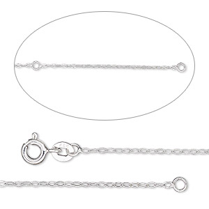 Chain, sterling silver, 1.3mm flat cable, adjustable at 16 and 18 inches with springring clasp. Sold individually.