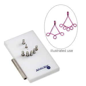 Jig, Artistic Wire&reg; Findings Forms&#153;, Beadalon&reg;, connector, acrylic / steel / stainless steel, white and blue, 2 x 1-1/4 inch rectangle. Sold per 2-piece set.