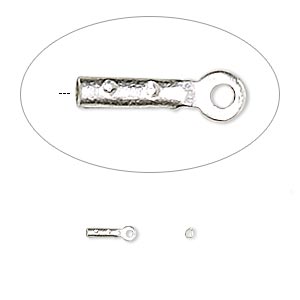 Cord end, crimp, silver-plated brass, 4x1mm tube. Sold per pkg of 100.