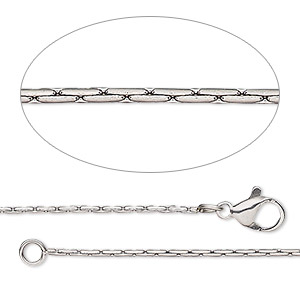 Chain, stainless steel, 1.5mm cable, 18 inches with lobster claw clasp.  Sold individually. - Fire Mountain Gems and Beads