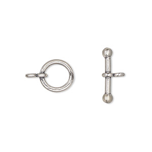 Clasp, toggle, sterling silver, 10mm round. Sold individually.