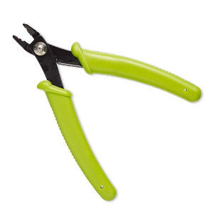 Pliers, crimp, steel and plastic, black and green, 5-1/4 inches. Sold individually.