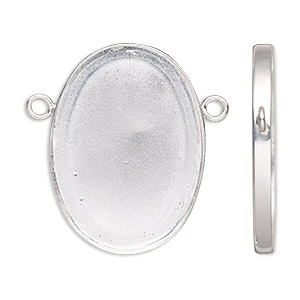 Connector, Almost Instant Jewelry®, fine silver, 31x23mm closed-back oval  with 30x22mm oval bezel setting. Sold individually. - Fire Mountain Gems  and Beads