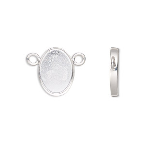 Connector, Almost Instant Jewelry&reg;, fine silver, 15x11mm closed-back oval with 14x10mm oval bezel setting. Sold individually.