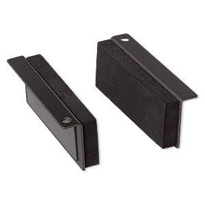 Bench vise pads, magnet / vinyl / anodized aluminum, black, 3-1/2 x 1-1/2 inch rectangle. Sold per pkg of 2.