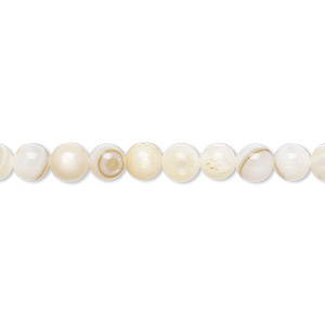 Bead, freshwater pearl shell (bleached), white, 5mm round, B grade, Mohs hardness 3-1/2. Sold per 15-1/2&quot; to 16&quot; strand.