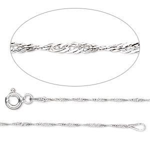 Chain, Gossamer&#153;, sterling silver, 1mm Singapore, 20 inches with springring clasp. Sold individually.