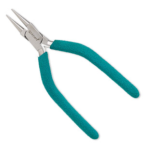 Pliers, Wubbers&reg;, round-nose, stainless steel and rubber, turquoise green, 6-1/2 inches. Sold individually.