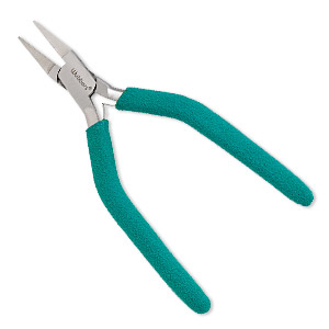 Pliers, Wubbers&reg;, small flat-nose, stainless steel and rubber, turquoise green, 6-1/2 inches. Sold individually.