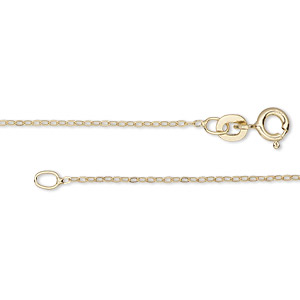 Chain, Gossamer&#153;, &quot;vermeil&quot;, 1mm flat cable, 18 inches with springring clasp. Sold individually.