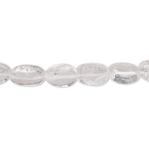 Bead, quartz crystal (natural), 9x7mm-14x10mm hand-cut puffed oval, D grade, Mohs hardness 7. Sold per 13-inch strand.