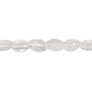Bead, quartz crystal (natural), 8x5mm-11x7mm hand-cut puffed oval, D grade, Mohs hardness 7. Sold per 13-inch strand.