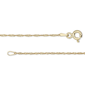 Chain, Gossamer&#153;, &quot;vermeil&quot;, 1mm Singapore, 20 inches with springring clasp. Sold individually.